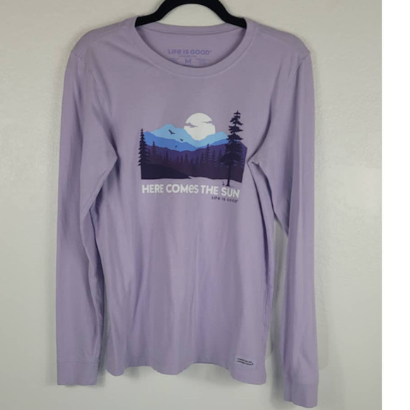 Life Is Good Tops - Life is Good Here Comes The Sun Purple Long Sleeve Top M